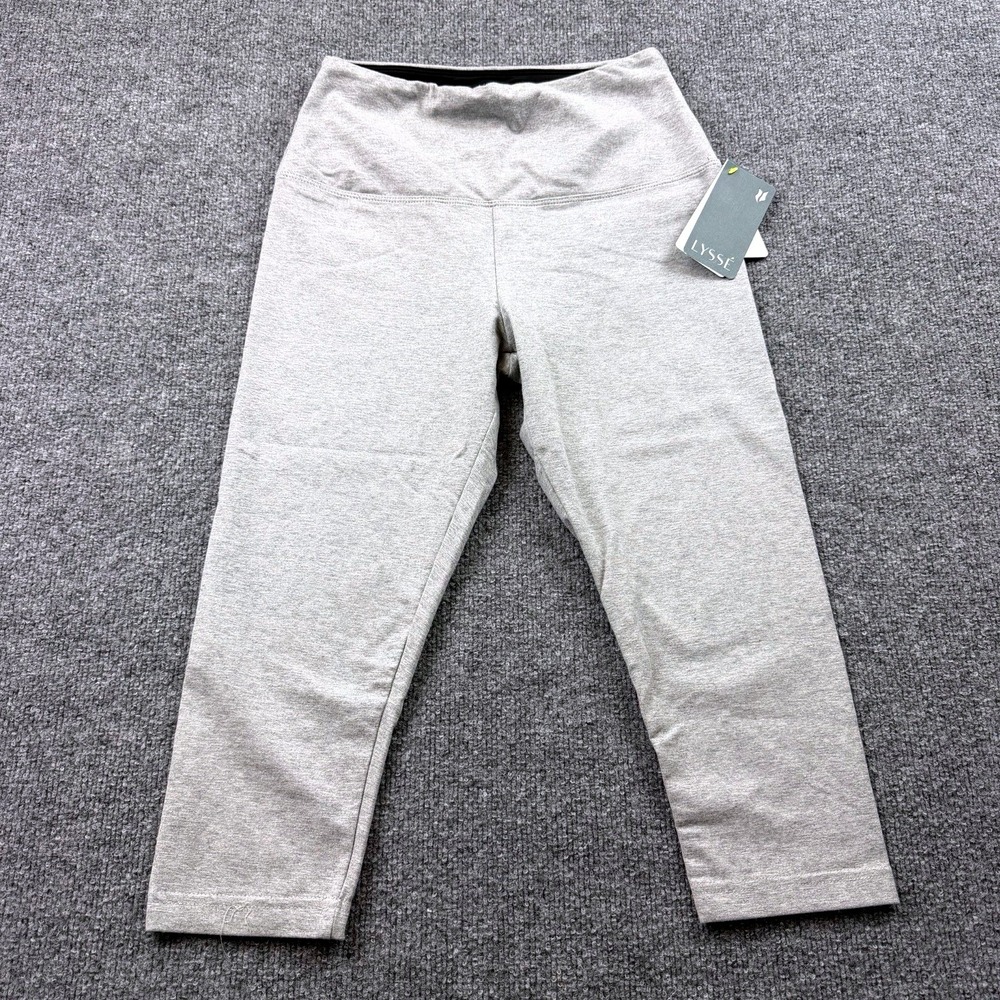 Lyssé Gray Cotton-Blend Stretch Leggings Pull-On High Waist M‎ NWT